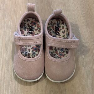 Zara Blush Pink Baby Shoes with Floral Interior
